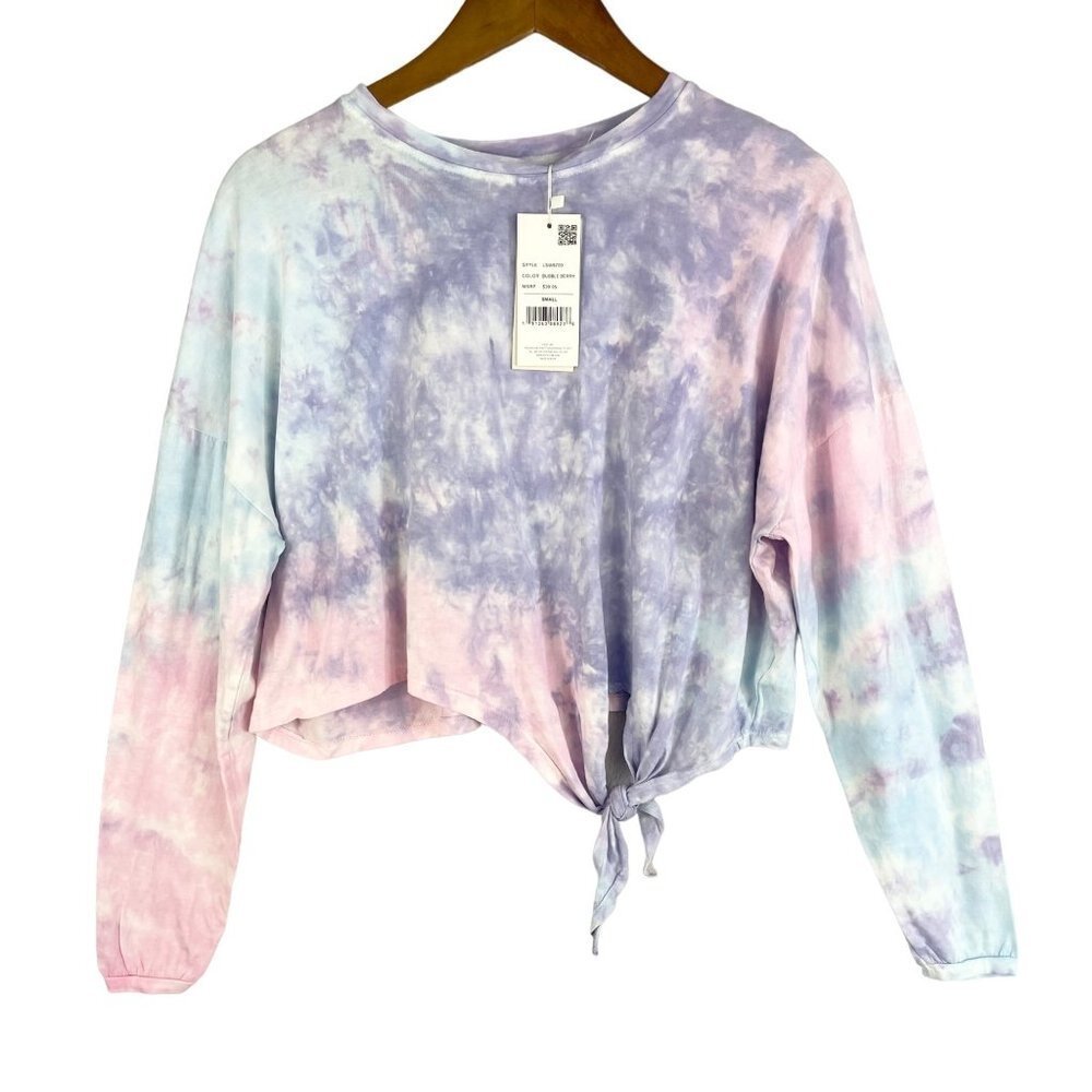Dreamsicle Bubble Berry Tie Dye Tie Front Crop Top Womens Small